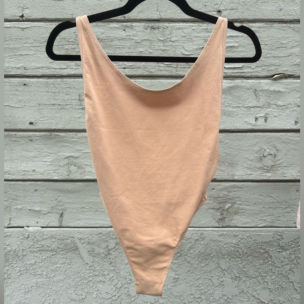 American Apparel High Neck Low Back Nude Cotton Spandex collection Bodysuit
